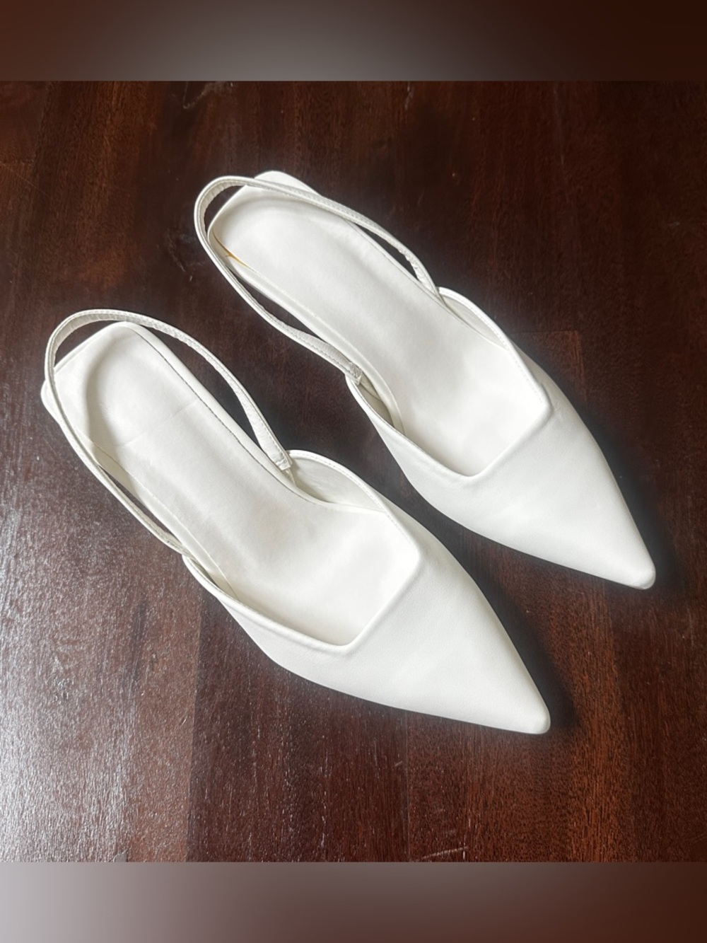 Elegant White Low Heel Slingback